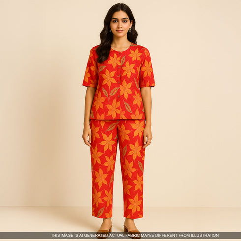 Floral Printed Crepe Fabric-F4427